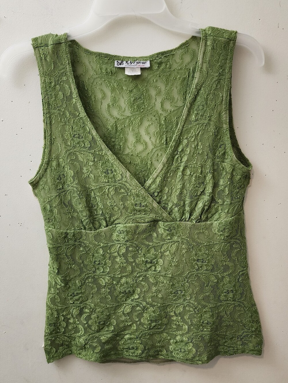Vintage Y2k Self Esteem Green Lace Top XL Boho Festival Cottagecore Fairy Coquet